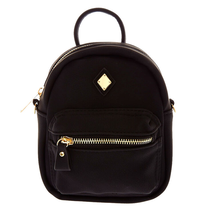 Mini Faux Leather Black Crossbody Backpack | Claire&#39;s